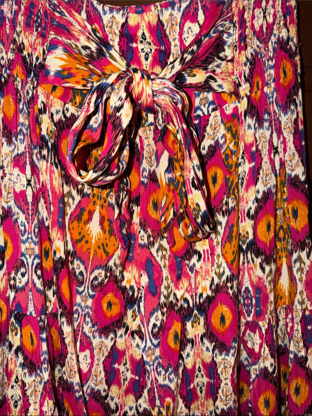 Vibrant Pink & Orange Printed Maxi Skirt - Picture 4 of 8